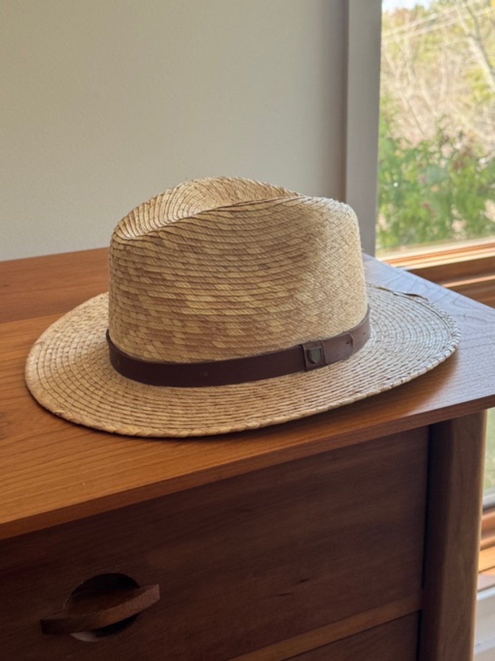 Brixton Unisex Straw Fedora Hat with Brown Band - Classic Summer Style
